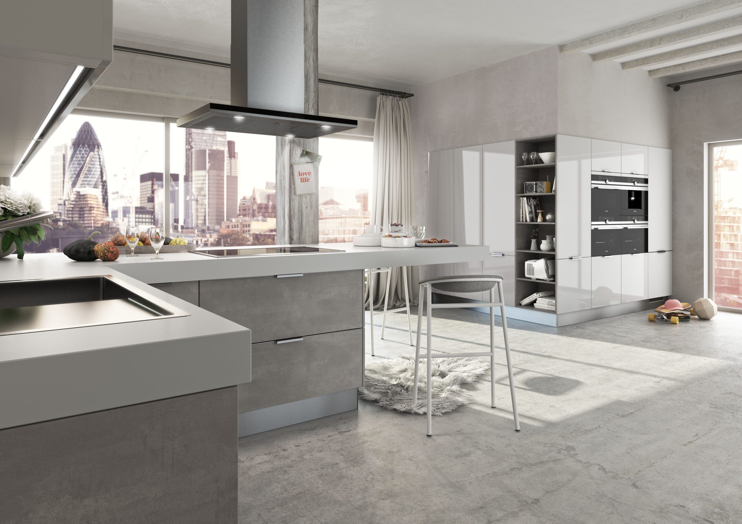 modern concrete base kitchen cabinets